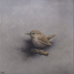 winterkoning in winter  17.8 x 17.8 op paneel (verkocht)